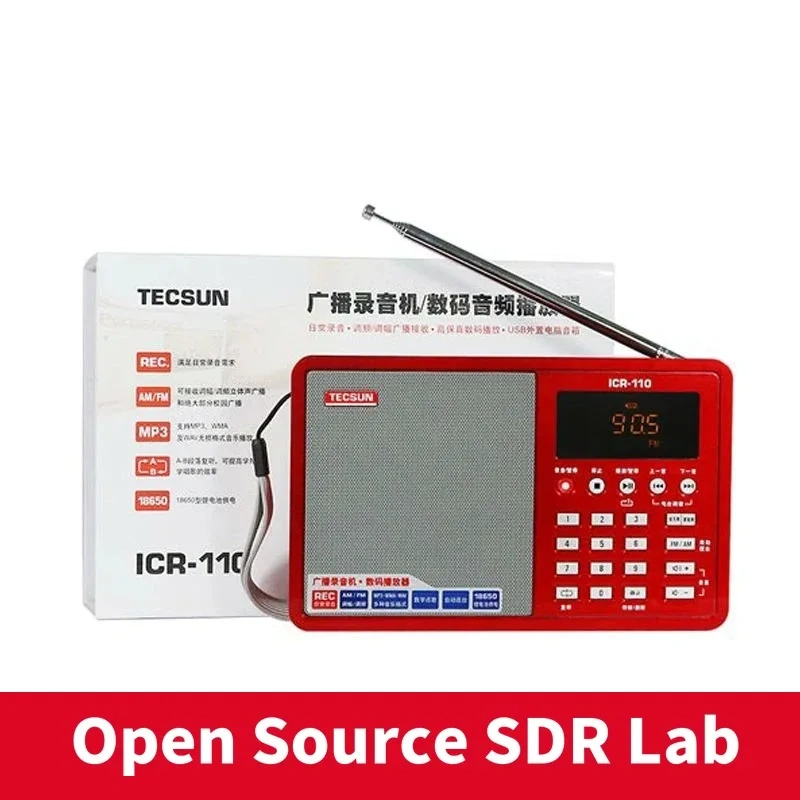 TECSUN ICR-110 FM/AM Radio TF Card MP3 Player Recorder Radio Portable Radio Receiver