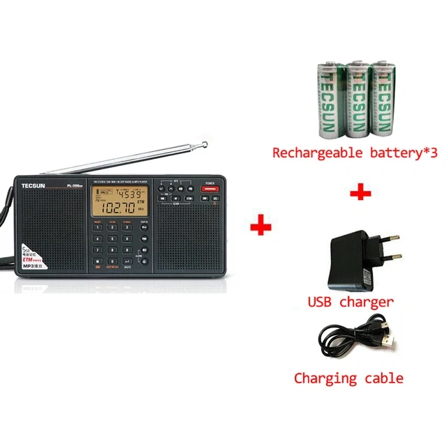 Tecsun - Shortwave Radio, FM/MW/LW, Digital, DSP, With ETM ATS, DSP, Two Speakers, MP3 Player