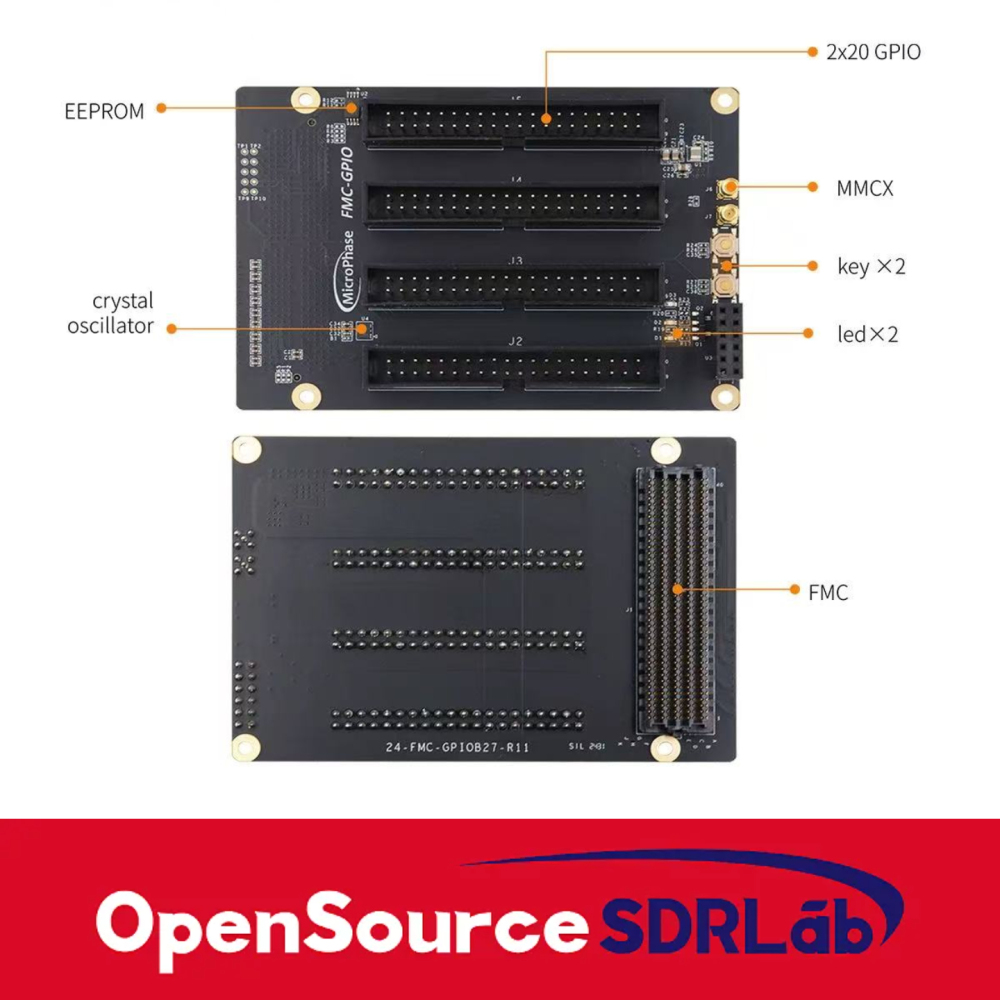 FPGA development board with FMC to 40 pin expansion board FMC-GIO daughter card