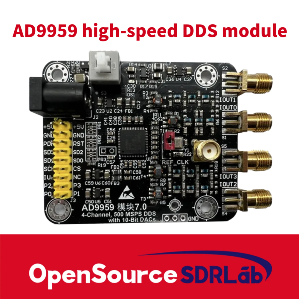 OpenSourceSDRLab AD9959 Module, High-Speed DDS Module, Four Channels, 200M with 4 RF Transformers, Signal Generator