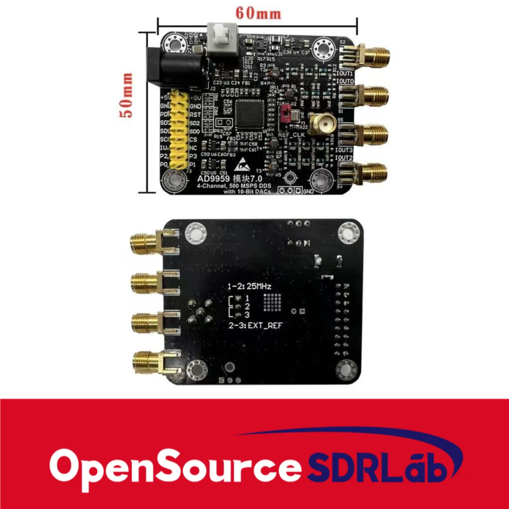 OpenSourceSDRLab AD9959 Module, High-Speed DDS Module, Four Channels, 200M with 4 RF Transformers, Signal Generator