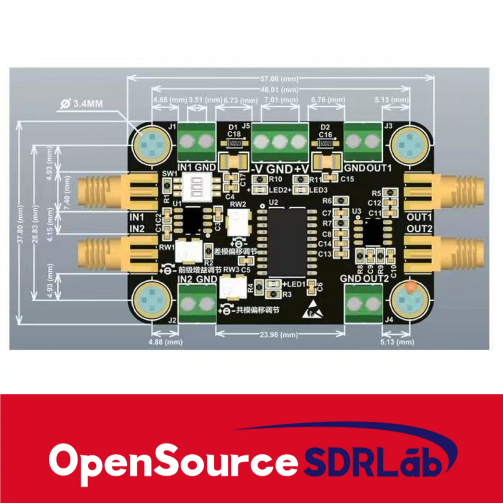 OpenSourceSDRLab AD630 Module lock-in amplifier phase sensitive detection for weak signal conditioning balanced modulator