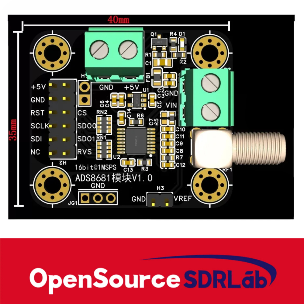 OpenSourceSDRLab ADS8681 Module Analog-to-Digital Converter 16 bit ADC Data Acquisition Sampling Rate 1MSPS Supports Single and Dual Stage
