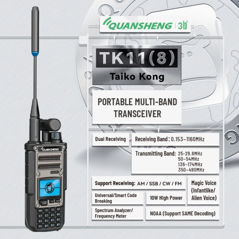 OpenSourceSDRLab TK11(8) Universal/Smart Code Breaking Walkie Talkie Frequency Meter Two Way Radio