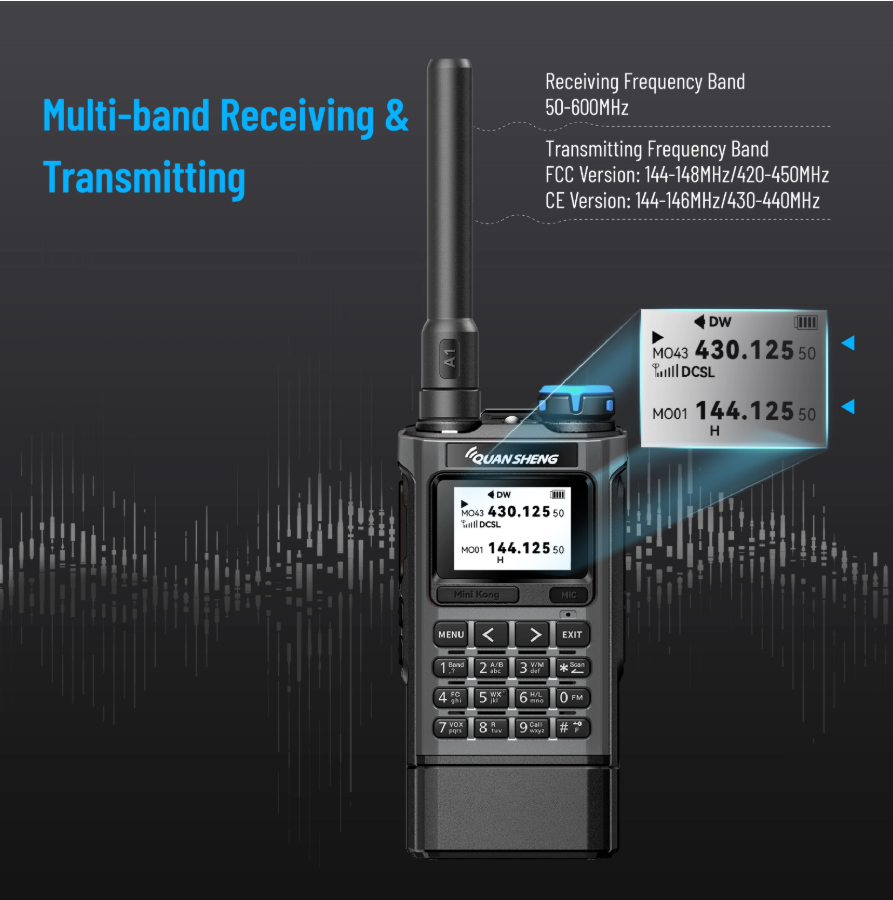OpenSourceSDRLab UV-K1 Handheld Two Way Radio 200 Channels CTCSS DCS Cross-Band Intercom DTMF VOX Emergency Alarm Type-C Walkie Talkie