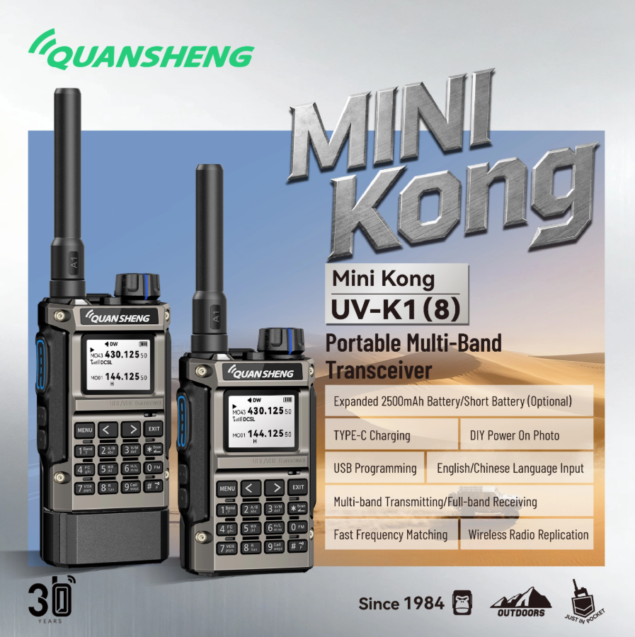 OpenSourceSDRLab UV-K1(8) Dual Band Walkie Talkie Short Battery Handheld Ham Radio Support Wireless Frequency Copy & USB Programming