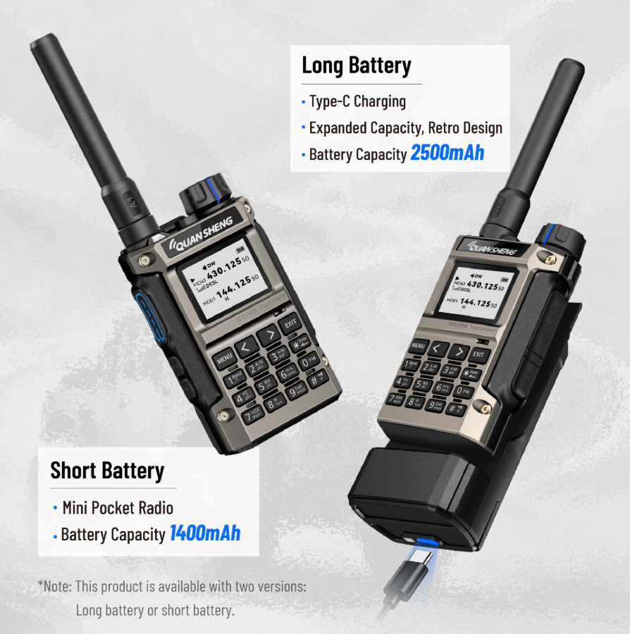 OpenSourceSDRLab UV-K1(8) Dual Band Walkie Talkie Short Battery Handheld Ham Radio Support Wireless Frequency Copy & USB Programming