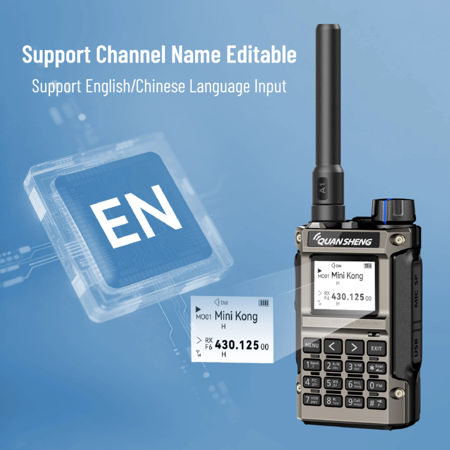 OpenSourceSDRLab UV-K1(8) Dual Band Walkie Talkie Short Battery Handheld Ham Radio Support Wireless Frequency Copy & USB Programming