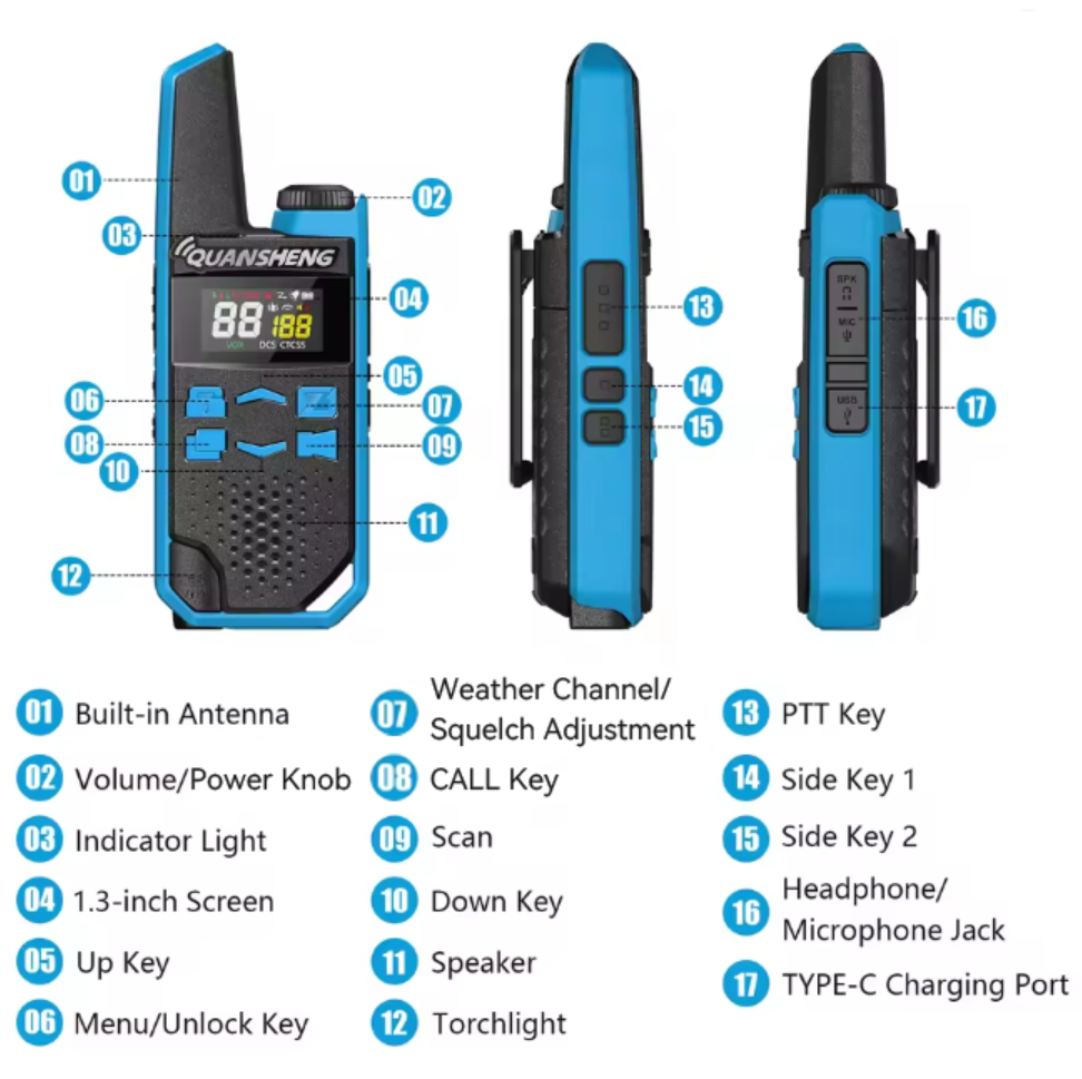 OpenSourceSDRLab License Free Radio PMR446 FRS462 467 Mini Radio Walkie Talkie PMR446 Family Radio Service
