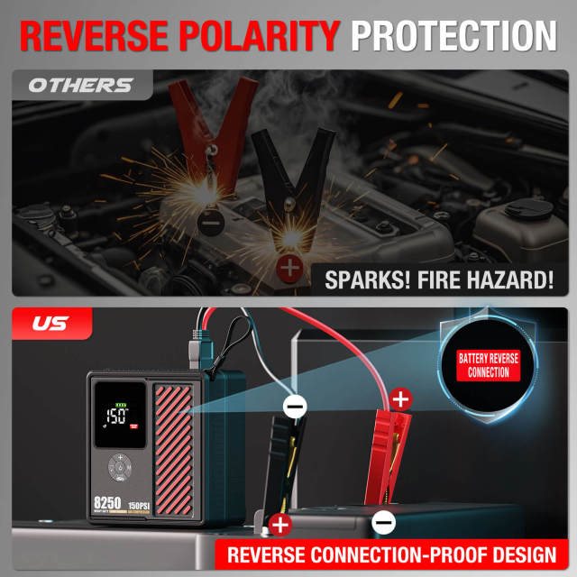 JF Starter CS02-PRO-8250 | CCA 760, 13200mAh Portable Car Jump Starter & Power Bank & air pump | For 8.0L Gasoline / 6.0L Diesel Engines  |  OEM Customizable,GZ Jolly Flying Ltd