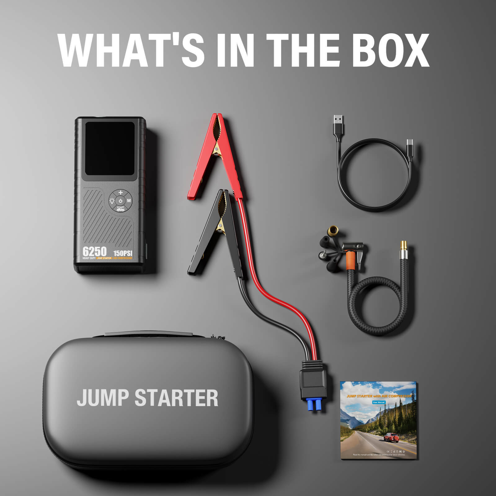 JF Starter CS02-Plus 6250 | CCA 760, 12000mAh Portable Car Jump Starter & Power Bank& Air pump | For 8.0L gasoline / 6.0L diesel Engines  |  OEM Customizable,GZ Jolly Flying Ltd