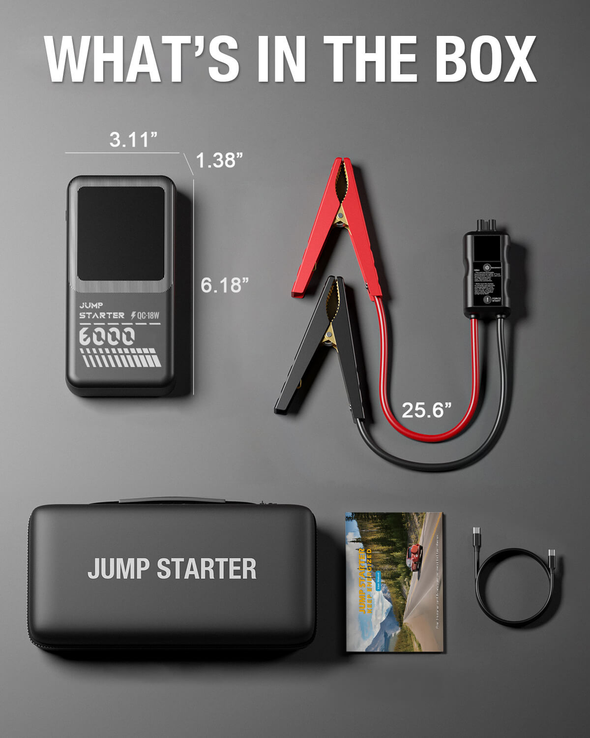 JF Starter F55-6000 | CCA 760, 12000mAh Portable Car Jump Starter & Power Bank | For 8.0L gasoline / 6.0L diesel Engines  |  OEM Customizable,GZ Jolly Flying Ltd