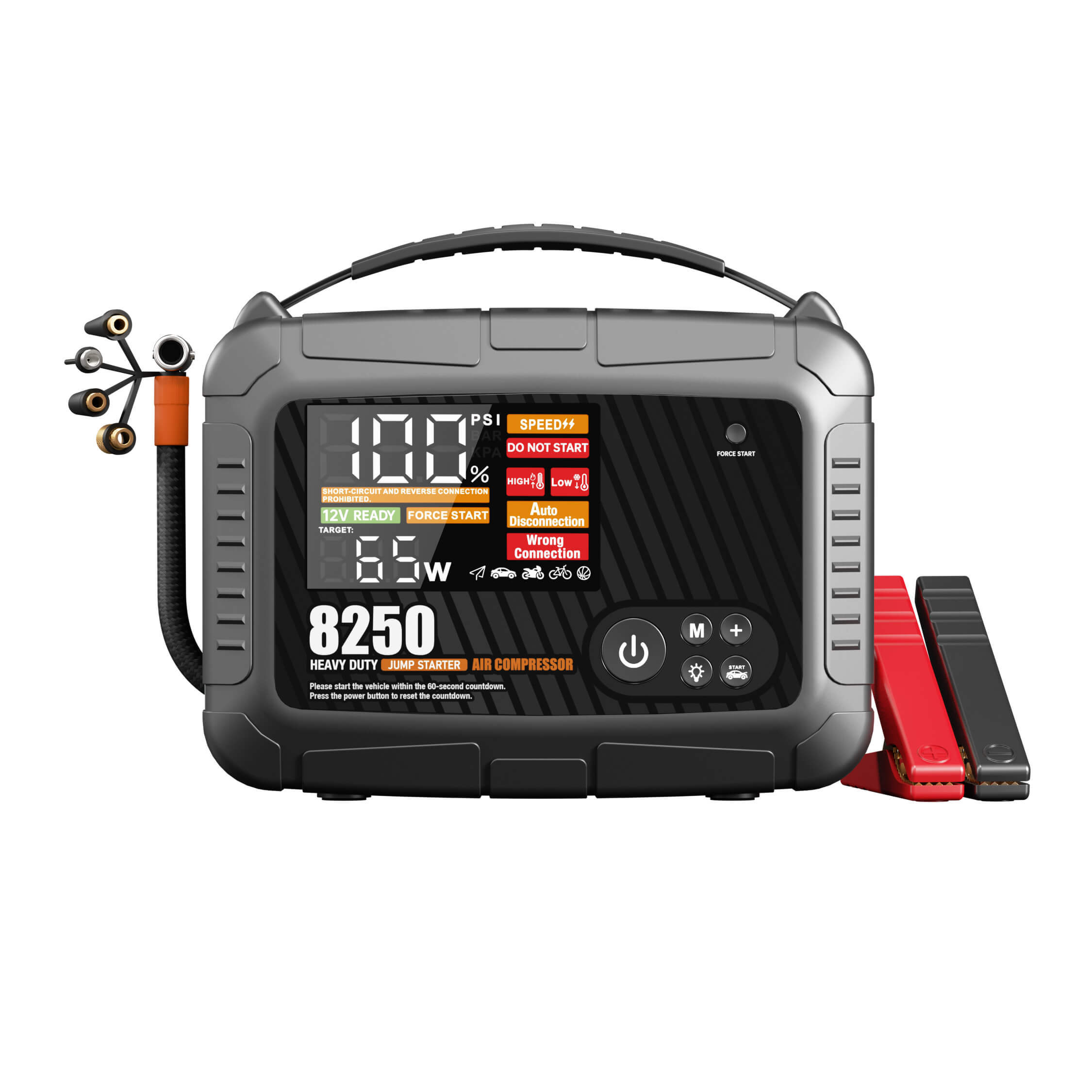 JF Starter CS02-8250 | CCA 1920, 32000mAh Professional Vehicle Jump Starter & Power Bank & Air pump | For 16.0L gasoline / 12.0L diesel Engines  |  OEM Customizable,GZ Jolly Flying Ltd