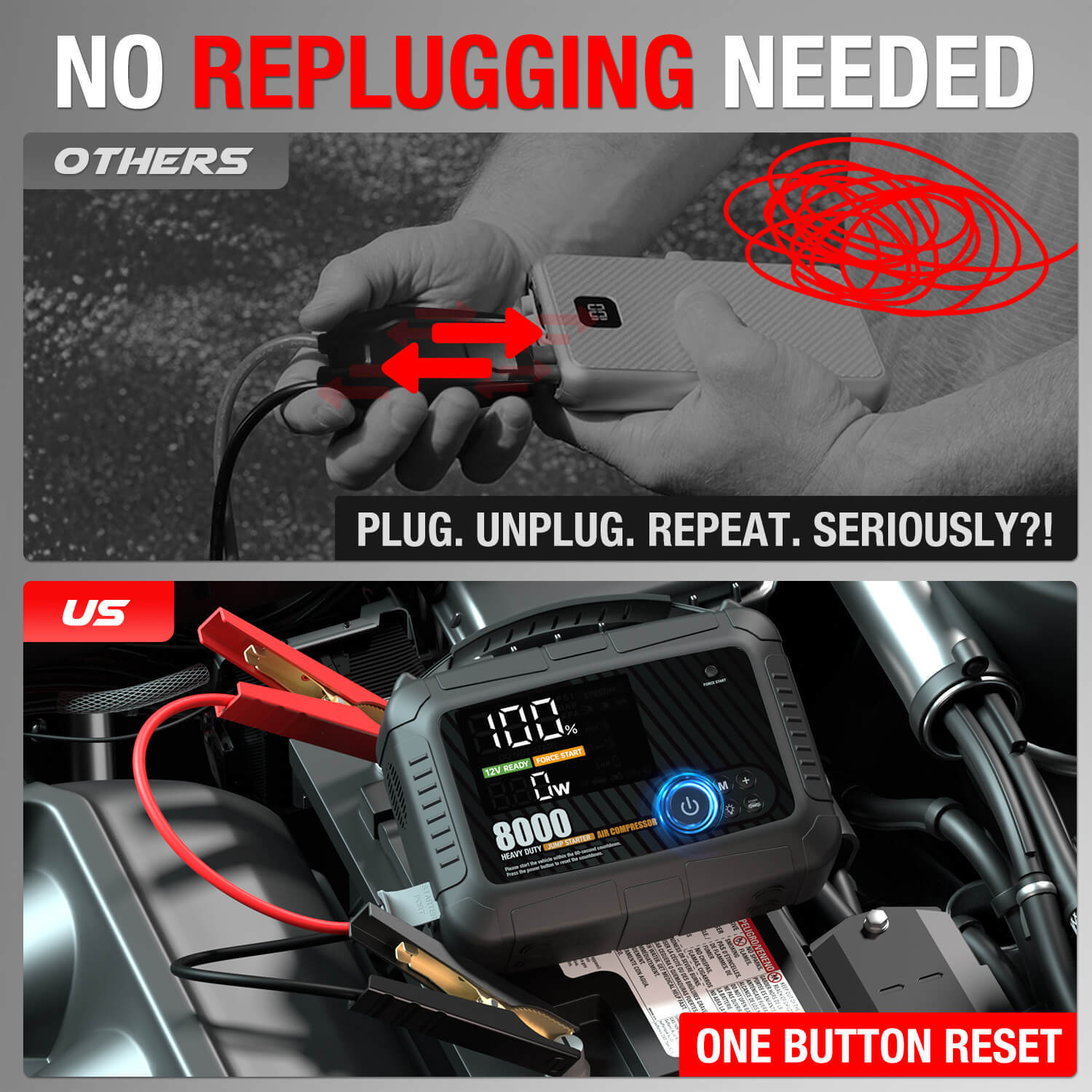 JF Starter CS02-8000 | CCA 960, 16000mAh Portable Car Jump Starter & Power Bank & Air pump  | For 10.0L gasoline / 6.5L diesel Engines  |  OEM Customizable,GZ Jolly Flying Ltd