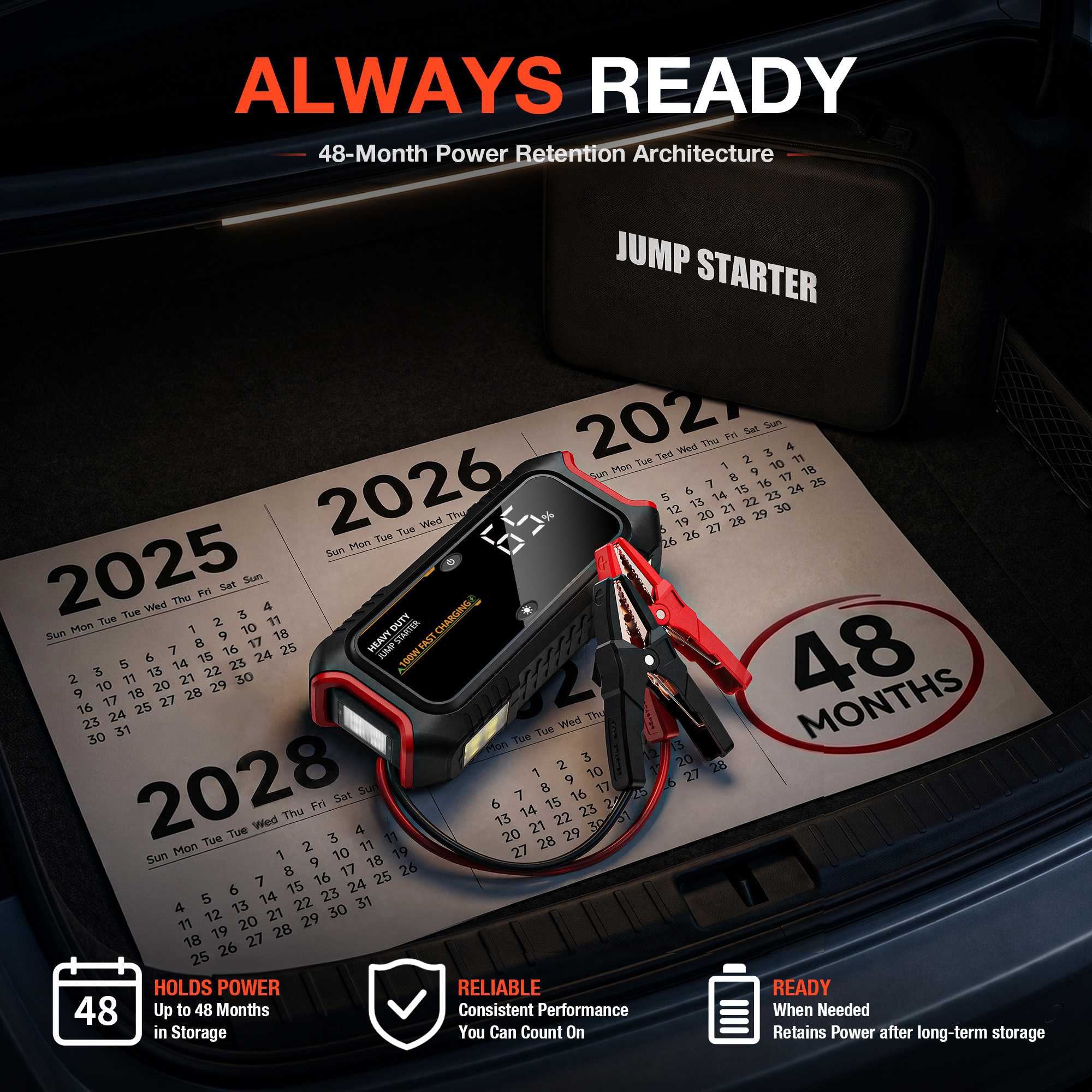 JF Starter F40-H100 | CCA 2000, 32000mAh Portable Car Jump Starter & Power Bank | For 16.0L Gasoline /  12.0L Diesel Engines  |  OEM Customizable,GZ Jolly Flying Ltd