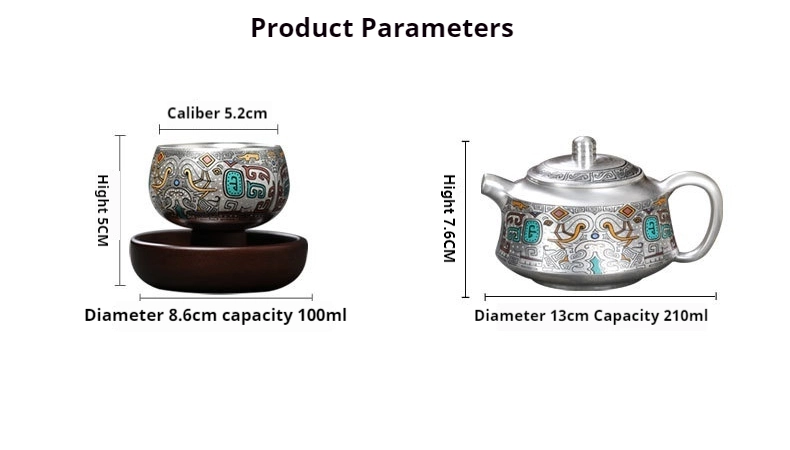 Silver-decorated Tea Set - Ancent Texture