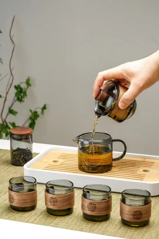 Glass Tea Set - 2024 New Light Luxury Premium Glass Covered Tea Set