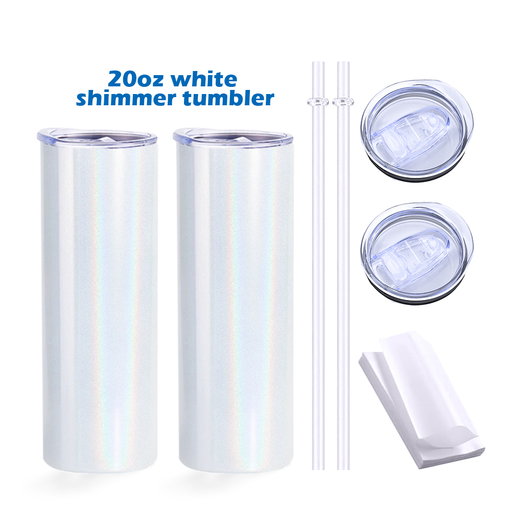 20OZ White Shimmer Sublimation Tumbler