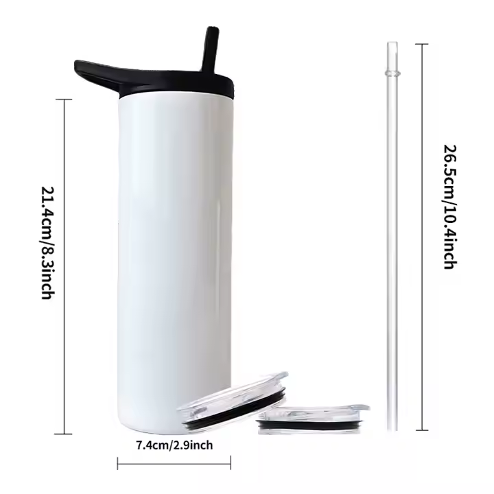 20oz Stainless Double Lids Steel Sublimation Tumbler - Slide Lid and Handle Lid