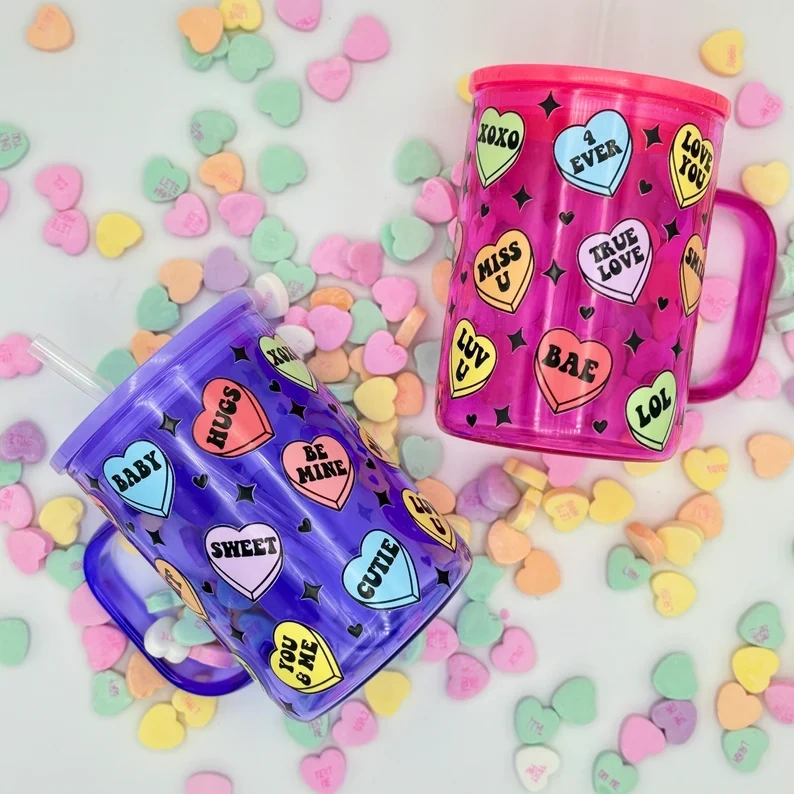 17oz Colored Jelly Sublimation Blank Glass Mug with Handle