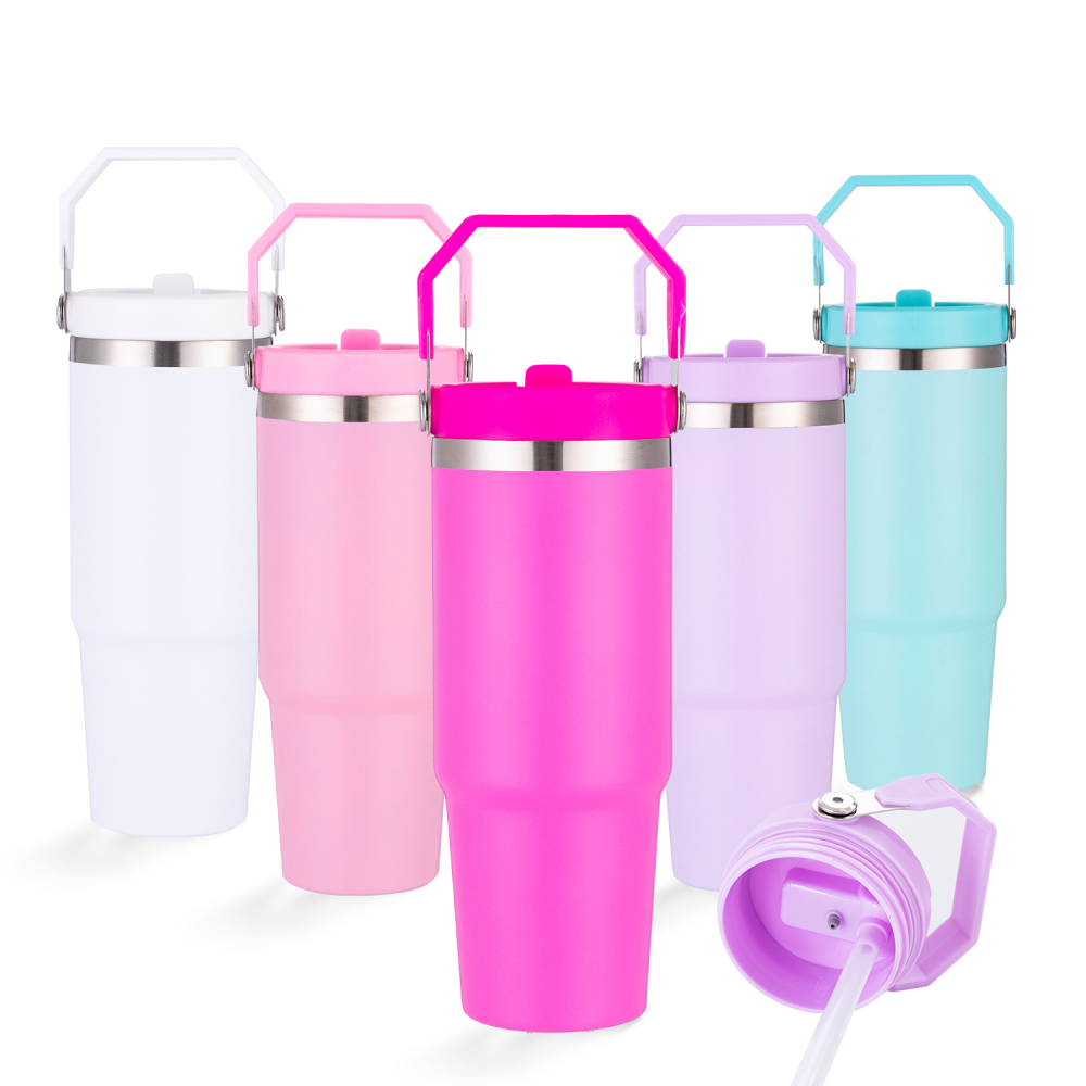 30oz Portable Stainless Steel Tumblers with Handle Travel Mug