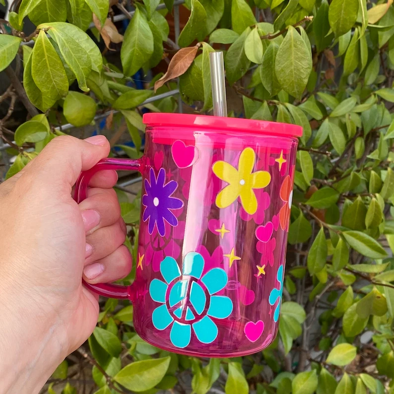 17oz Colored Jelly Sublimation Blank Glass Mug with Handle