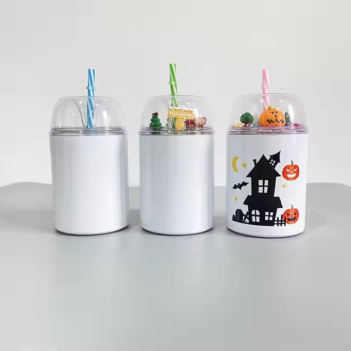 12oz/24oz Round Top Sublimation Cups With Colored Straws