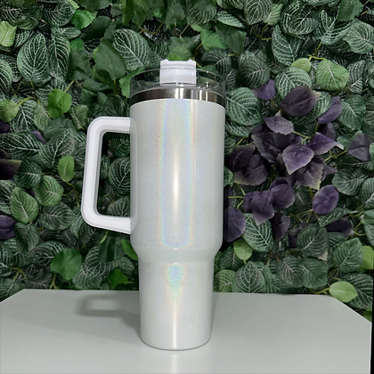 40oz Colored Glitter Sublimation Travel Coffee Mugs with Handle
