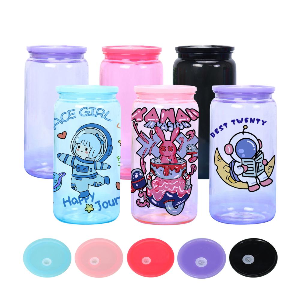 16oz Colored Jelly Plastic Can With PP Lids