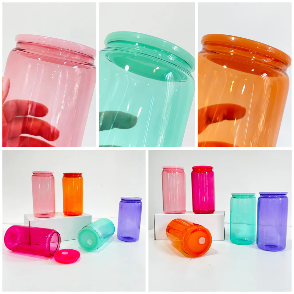 16oz Colored Jelly Glass Can With PP Lids
