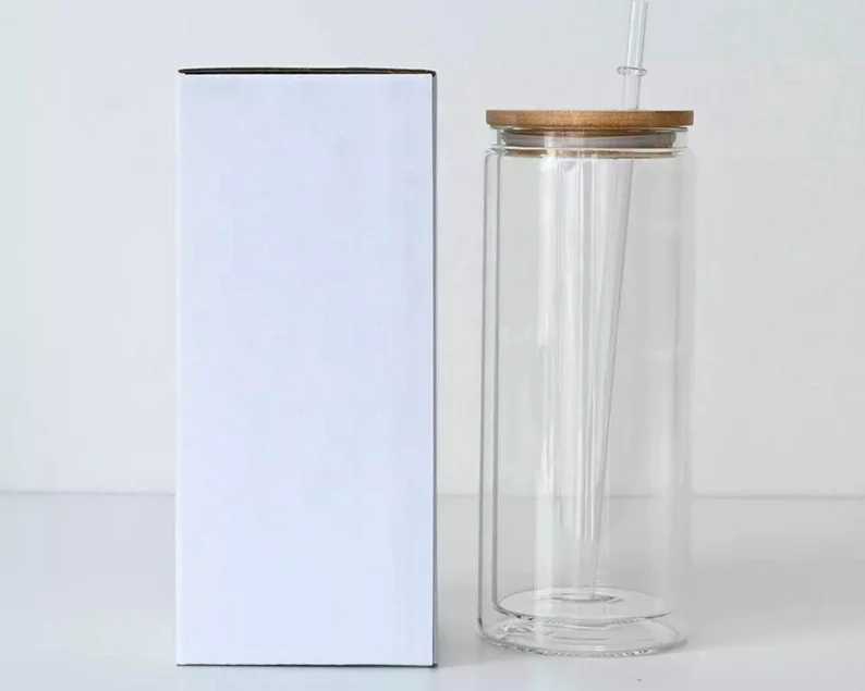 12OZ Snowglobe Glass Can Double Wall Pre-Drilled