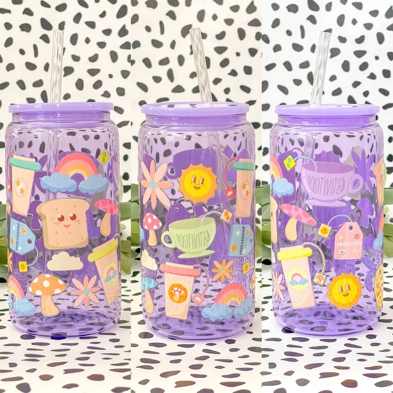 16oz Colored Jelly Glass Can With PP Lids
