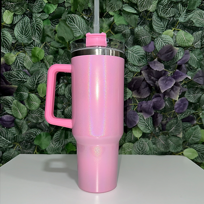 40oz Colored Glitter Sublimation Travel Coffee Mugs with Handle