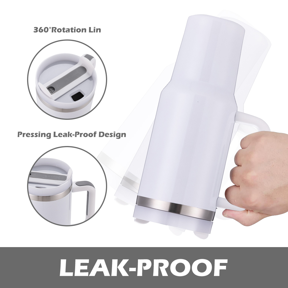 40oz Travel Coffee Mugs With Handle Sublimation Blank Tumblers 2.0