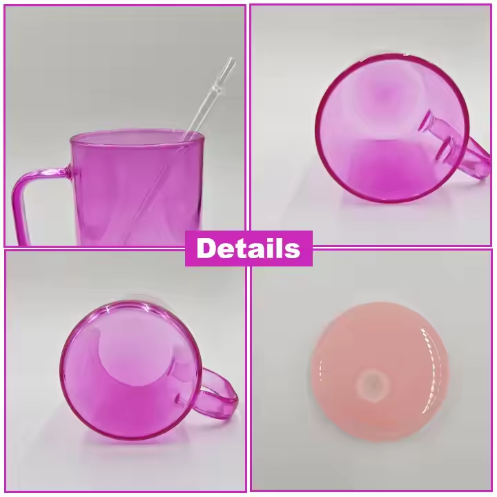 17oz Colored Jelly Sublimation Blank Glass Mug with Handle