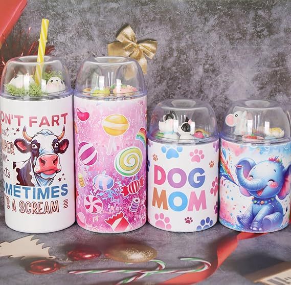 12oz/24oz Round Top Sublimation Cups With Colored Straws