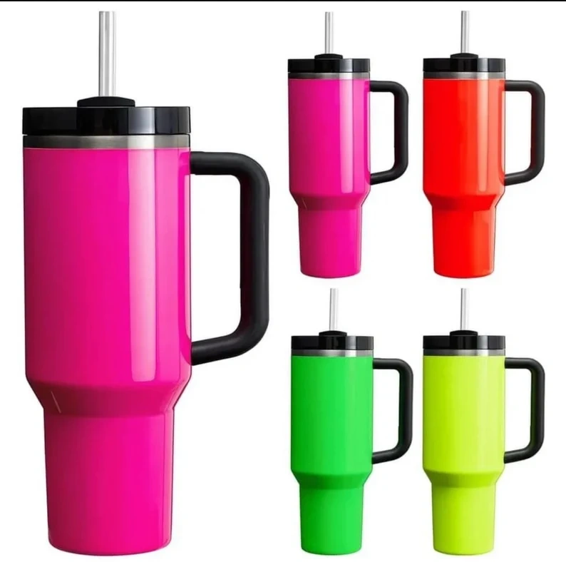 40oz Sublimation Neon Travel Mug With Handle H2.0