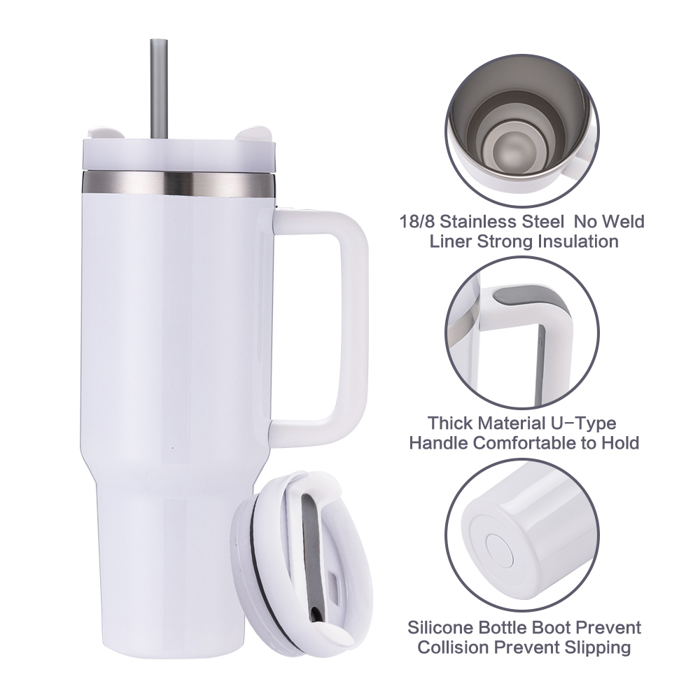 40oz Travel Coffee Mugs With Handle Sublimation Blank Tumblers 2.0