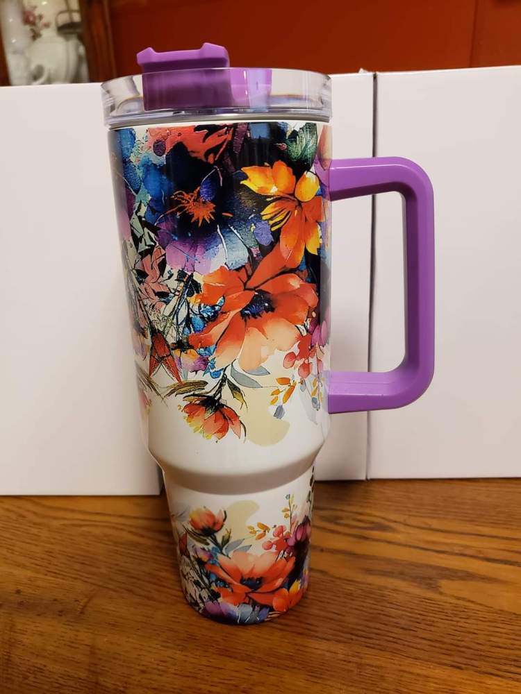 40oz Double Wall Sublimation Tumbler with Colorful Handle & Lid
