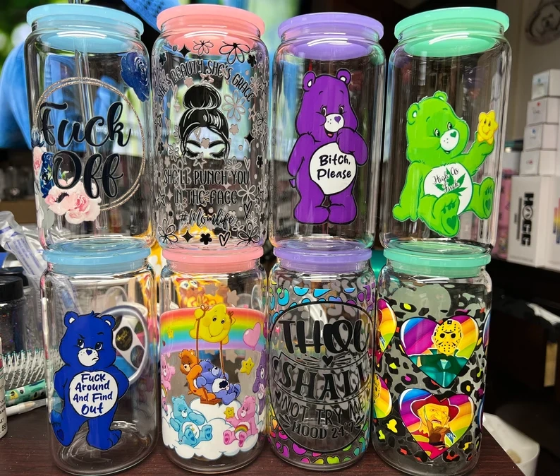 16oz Sublimation Glass Beer Can With Plastic Lids