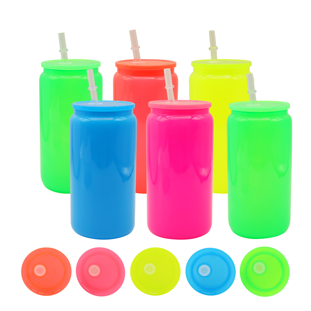 16oz Neon Colored Sublimation Glass Can