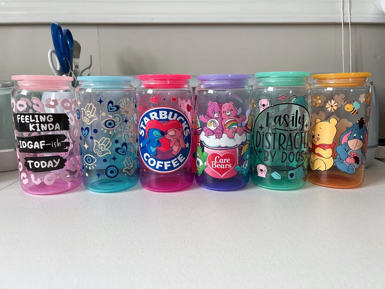 16oz Colored Jelly Glass Can With PP Lids