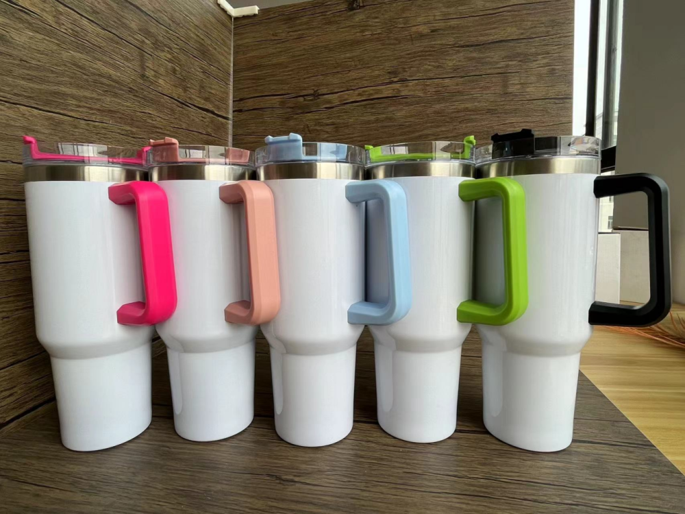40oz Double Wall Sublimation Tumbler with Colorful Handle & Lid