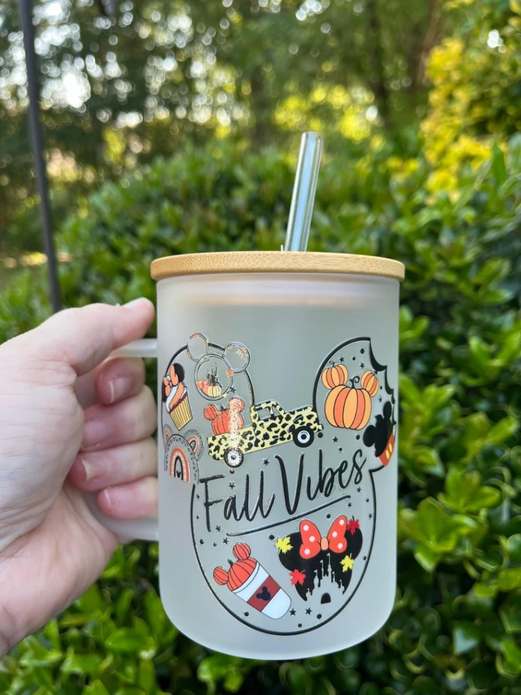 15oz Sublimation Frosted Glass Mug with Handle