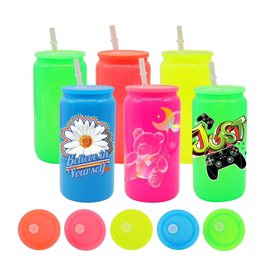 16oz Neon Colored Sublimation Glass Can