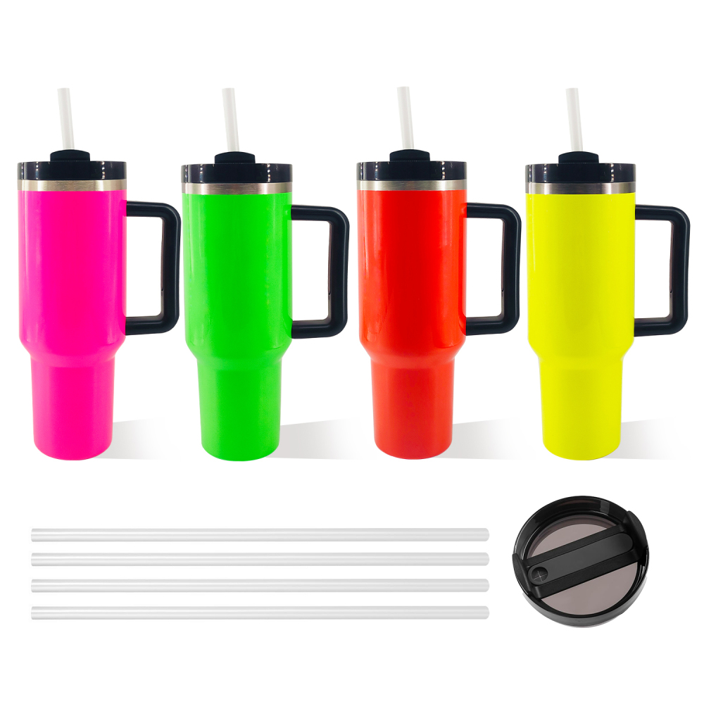 40oz Sublimation Neon Travel Mug With Handle H2.0