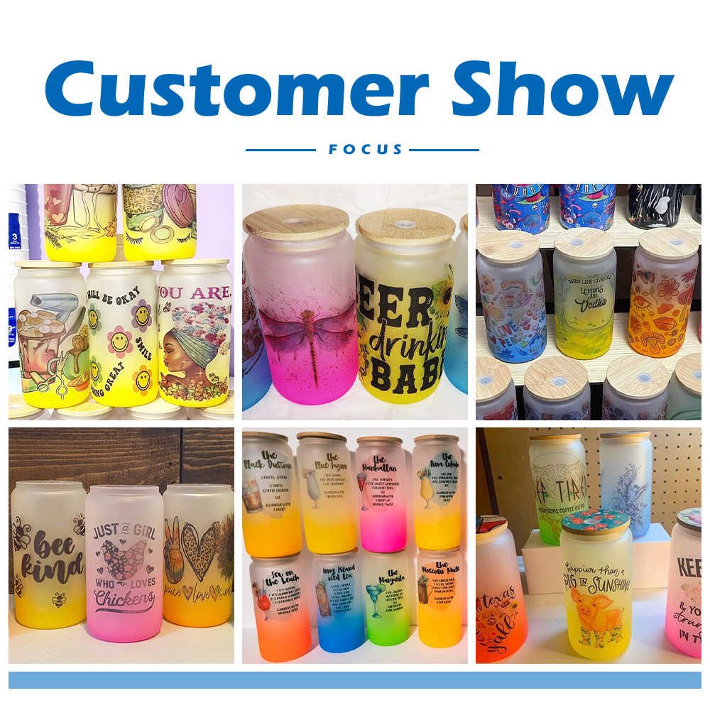 16oz Ombre Colored Sublimation Glass Can