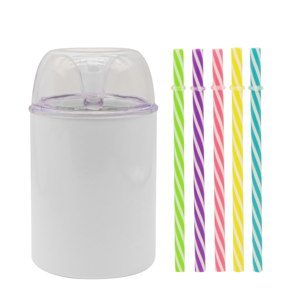 12oz/24oz Round Top Sublimation Cups With Colored Straws