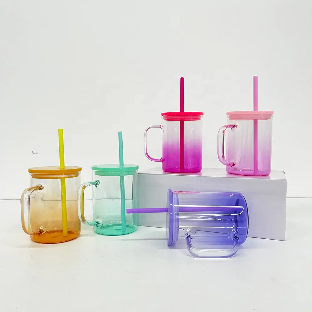 Livestream 15oz Sublimation Ombre Glass Mug with Handle