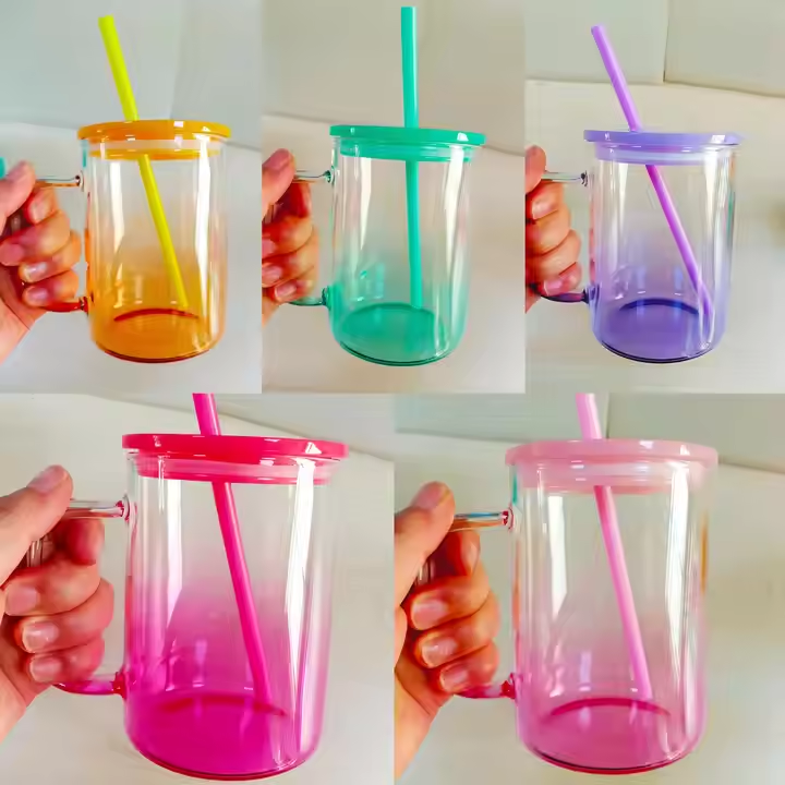 Livestream 15oz Sublimation Ombre Glass Mug with Handle